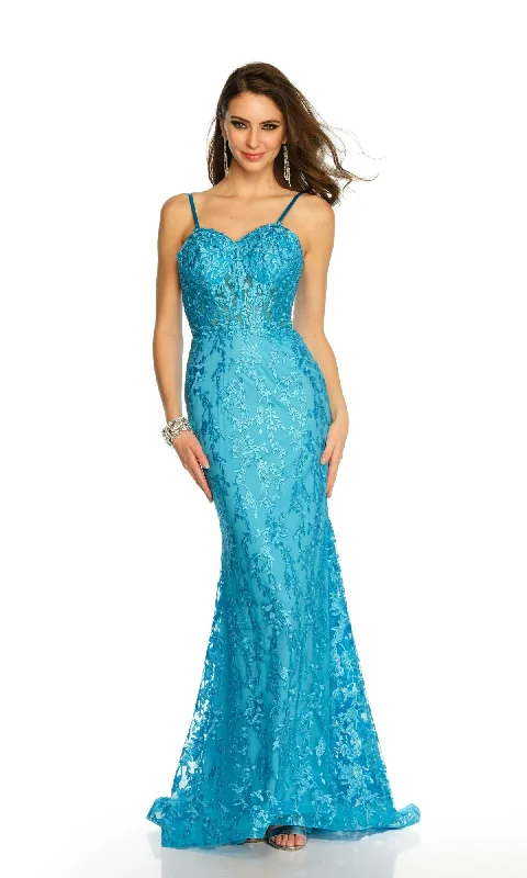 women's flutter-sleeved dressesDave and Johnny Long Turquoise Prom Dress 11161