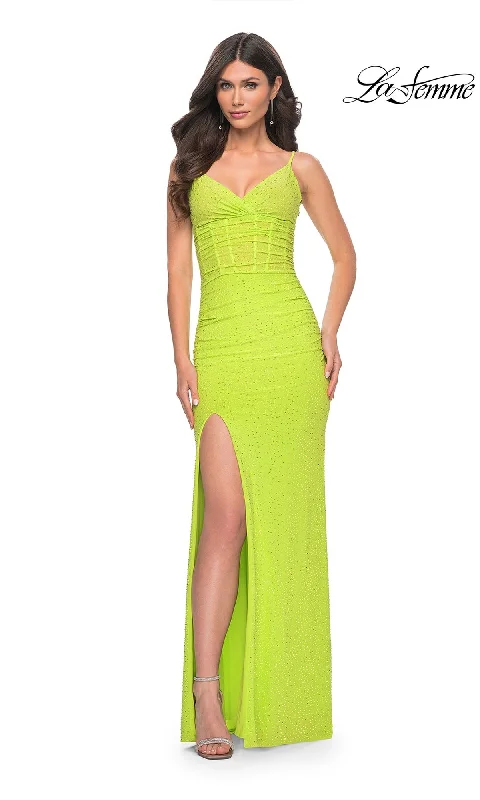 Off-The-Shoulder DressLa Femme Bright Long Beaded Prom Dress 32338