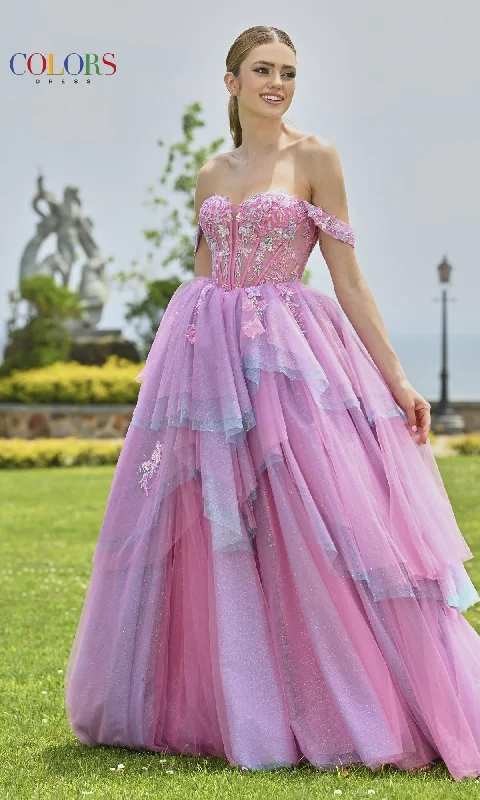 women's curve-hugging dressesOff-Shoulder Long Prom Ball Gown: Colors Dress 3534
