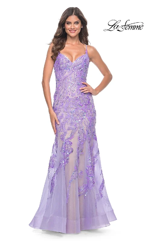 Plunging Neckline DressLe Femme Long Sequin-Lace Prom Dress 32333