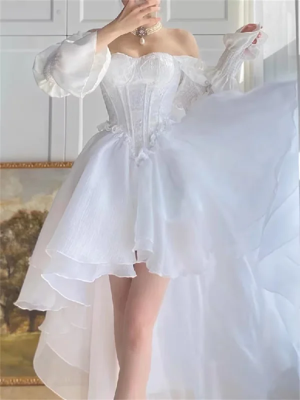 Chic DressFrench White Tea Break Dress, Tulle Prom Dress Fairy Dress For Women, Victorian Dress, Graduation Dress, Beach Dress  Y1938