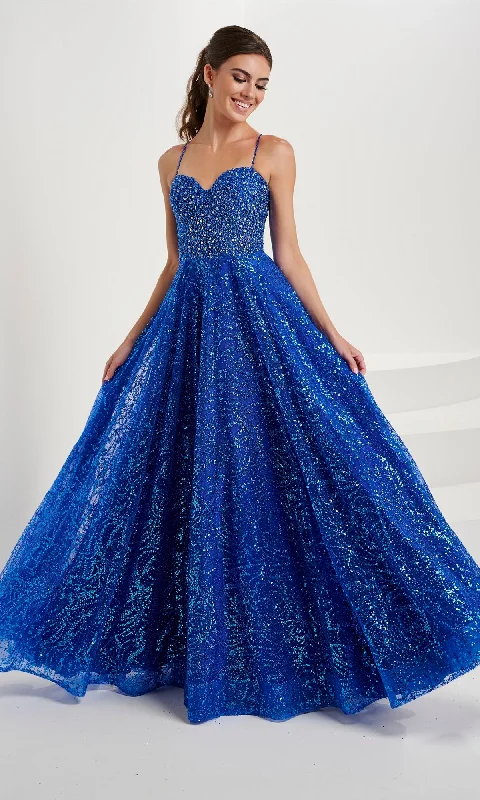 Satin DressTiffany Beaded-Bodice Glitter Tulle Prom Dress 16088