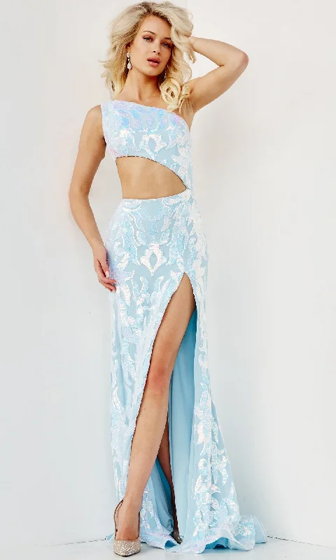 Pastel DressJovani Sequin-Print Long Cut-Out Prom Dress 22853