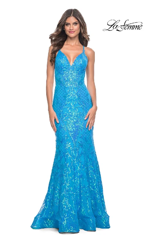 Crepe DressLa Femme Long Sequin Mermaid Prom Dress 32337