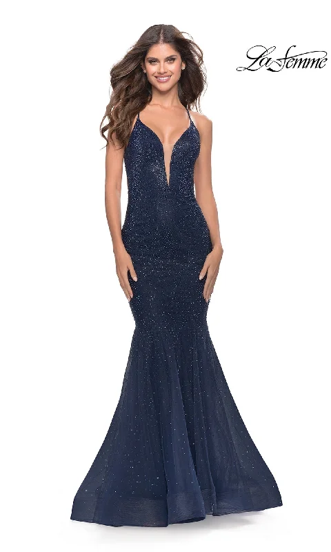 Formal DressLa Femme Long Beaded Mermaid Prom Dress 31119