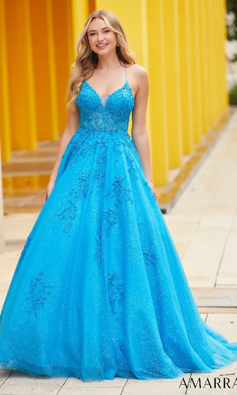 Asymmetric DressSheer-Corset Long Lace Prom Ball Gown 88536