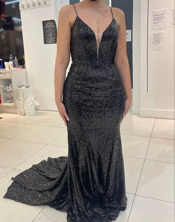 women's handmade dressesSexy Black Sequins Mermaid V Neck Long Prom Dress,Formal Dress Y1500 women's handmade dressesSexy Black Sequins Mermaid V Neck Long Prom Dress,Formal Dress Y1500