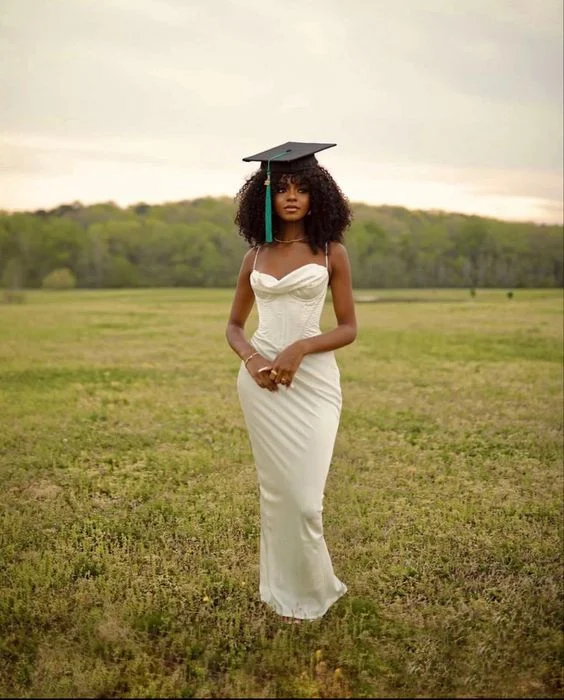 Short-Sleeve DressSpaghetti Straps White Prom Dress,White Graduation Dress  Y1972
