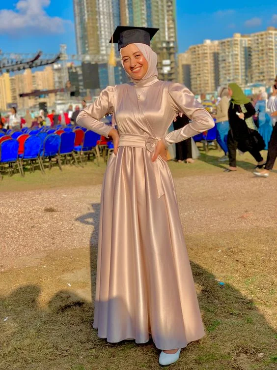 women's sheath dressesElegant A-line Long Prom Dress,Muslim Dress,Graduation Dress with Long Sleeves Y2004