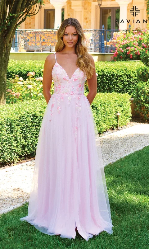 Spaghetti Strap DressLong Pastel A-Line Prom Dress: Faviana 11232