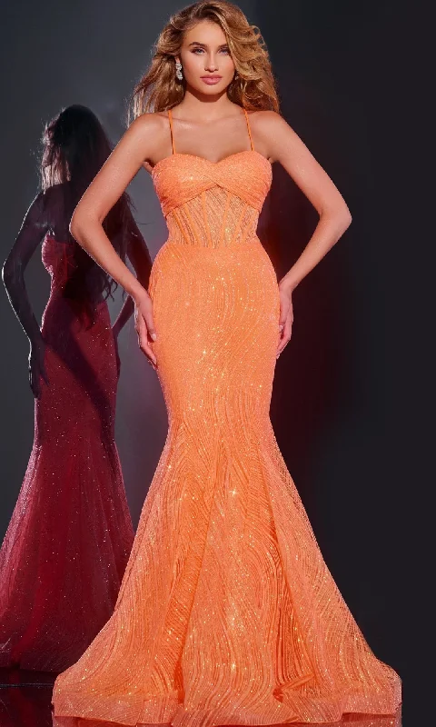women's lightweight dressesLong Orange Prom Dress: Jovani 44208