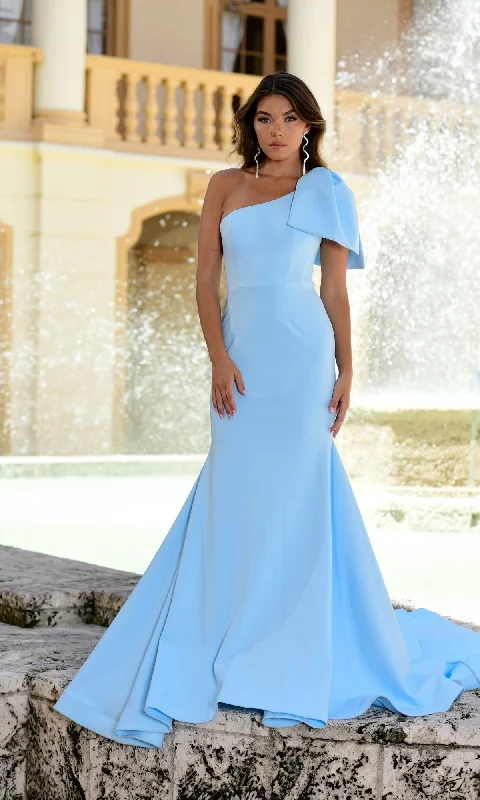 women's short-sleeved dressesOne-Shoulder Mermaid Prom Gown: Ava Presley 38347