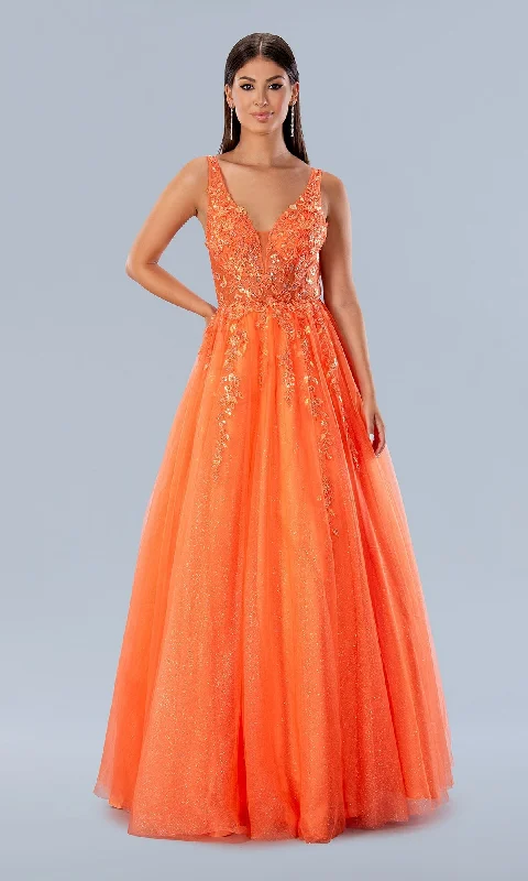 Striped DressLong Glitter Prom Gown: Stella Couture 24203