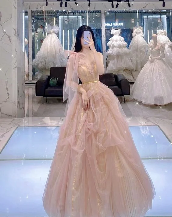women's pastel dressesChic A-line Tulle Prom Dress,Formal Dress Y1921