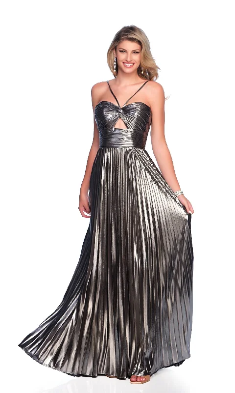 Pastel DressPleated Silver Prom Dress: Dave & Johnny 11780