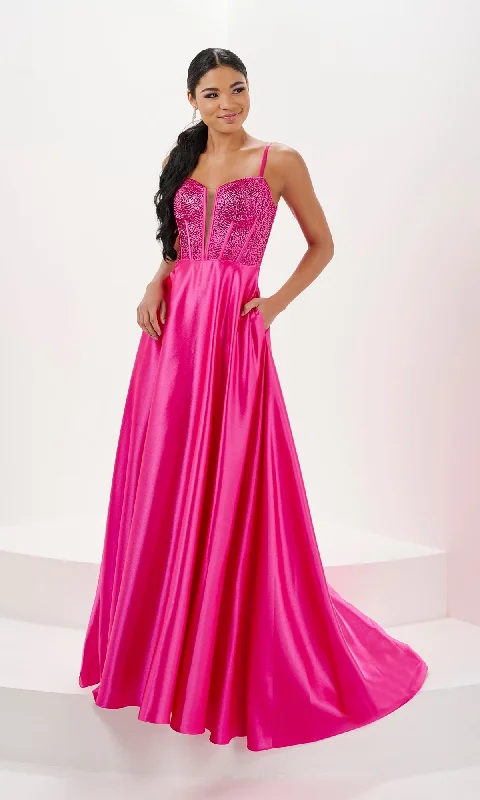 Floor-Length DressTiffany Long Jersey A-Line Corset Prom Dress 16101