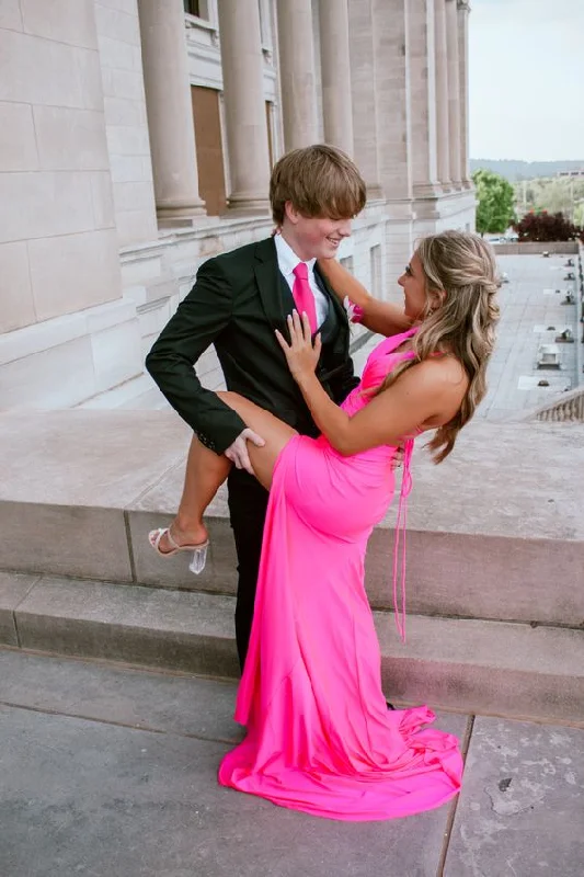 women's vacation dressesElegant Hot Pink Mermaid Prom Dress,Sexy Formal Gown Y1509