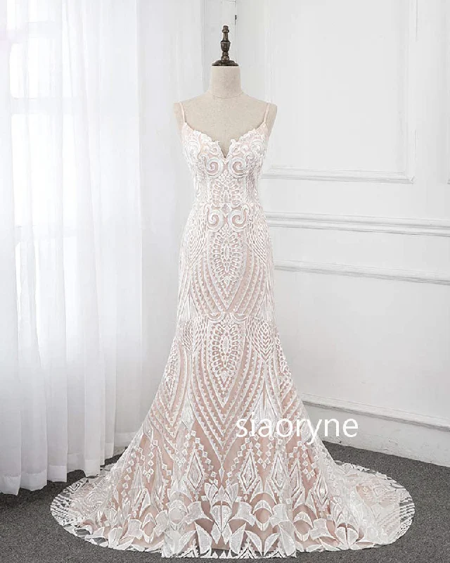 Evening DressSiaoryne Elegant Mermaid Ivory /Beige Lace Women Wedding Dress,Bride Gown 2020 WD852 Evening DressSiaoryne Elegant Mermaid Ivory /Beige Lace Women Wedding Dress,Bride Gown 2020 WD852
