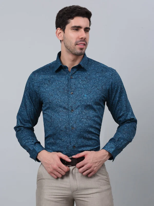 Men's Denim Shirts for a Rugged LookMen's Blue Party Paisley Print Full Sleeve Shirt