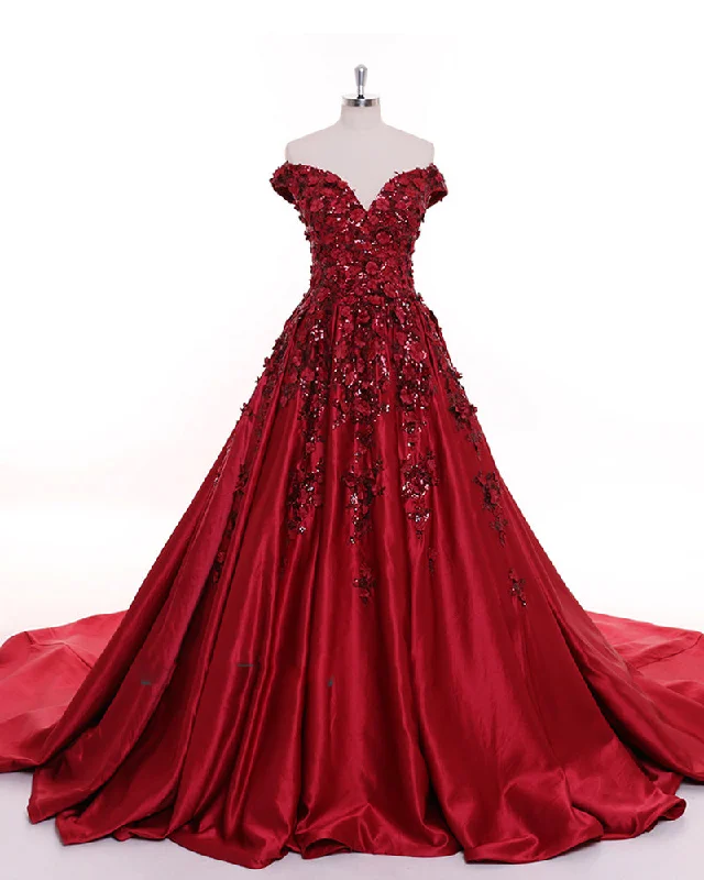 Spaghetti Strap DressDark Red Sequins Lace Flowers Off the Shoulder Formal Gown Women Wedding Dresses Spaghetti Strap DressDark Red Sequins Lace Flowers Off the Shoulder Formal Gown Women Wedding Dresses