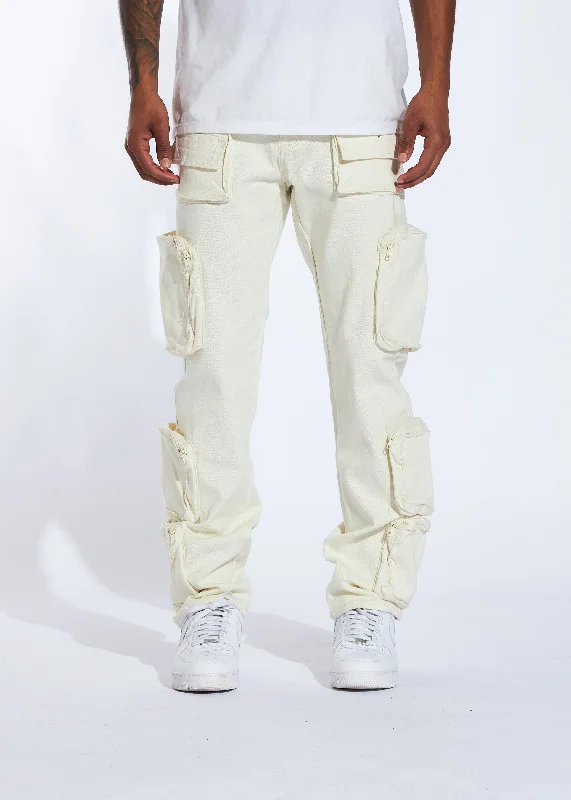Mid-Waisted Men's JeansMurthy Cargo Denim (Cream)