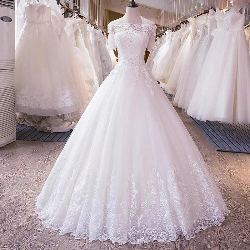 women's breathable dressesRomantic Off Shoulder Princess A Line White Wedding Dress Lace Bridal Dress with Short Sleeves women's breathable dressesRomantic Off Shoulder Princess A Line White Wedding Dress Lace Bridal Dress with Short Sleeves