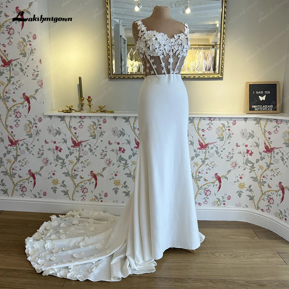 women's striped dressesRoycebridal Mermaid Wedding Dress Elegant Vestido De Novia Satin Flowers Lace Bride Dresses Sheer Buttons Back women's striped dressesRoycebridal Mermaid Wedding Dress Elegant Vestido De Novia Satin Flowers Lace Bride Dresses Sheer Buttons Back