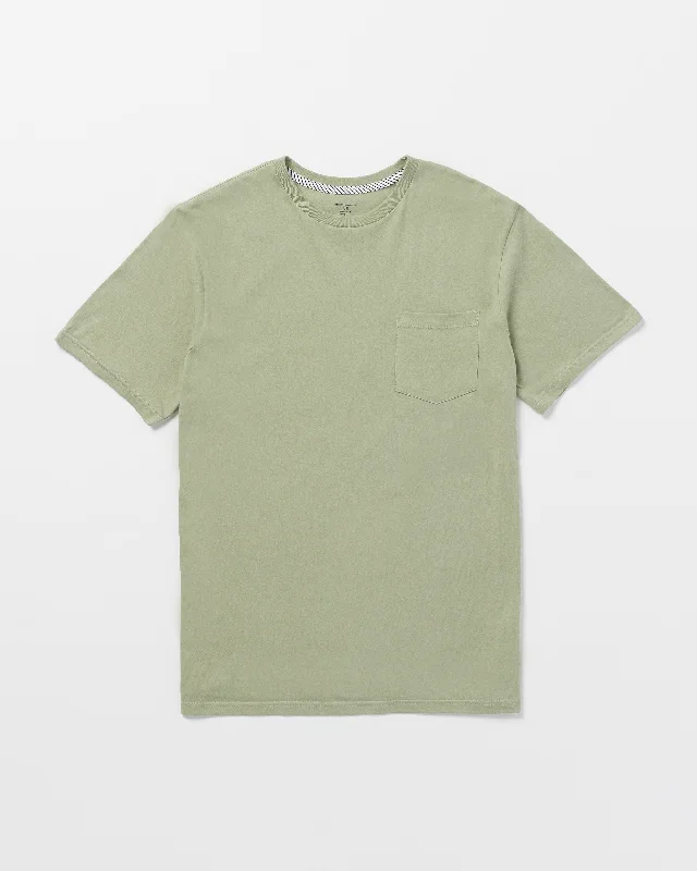 XL Men's JeansSolid Short Sleeve Shirt Pocket Tee - Green Tea
