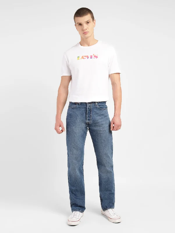 Mid-Waisted Men's JeansMen's 501 Blue Regular Fit Button Fly Jeans