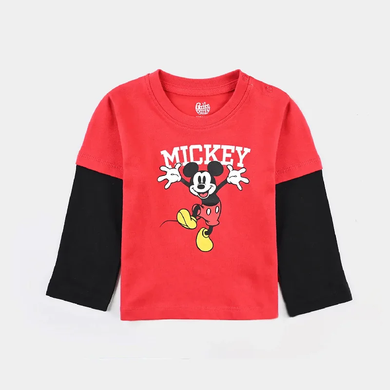 Durable Men's Work ShirtsInfant Boys Cotton Jersey Round Neck T-Shirt-Racing Red