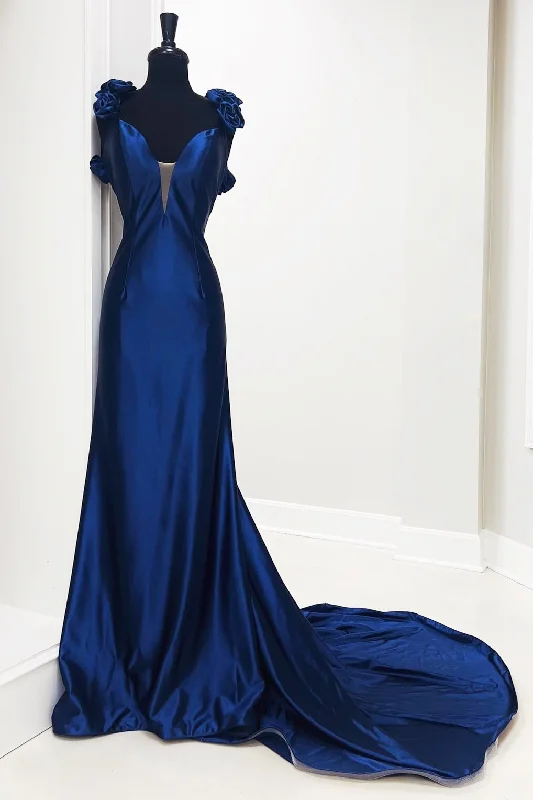 women's ethical fashion dressesRosette Plunge V Backless Mermaid Long Gown