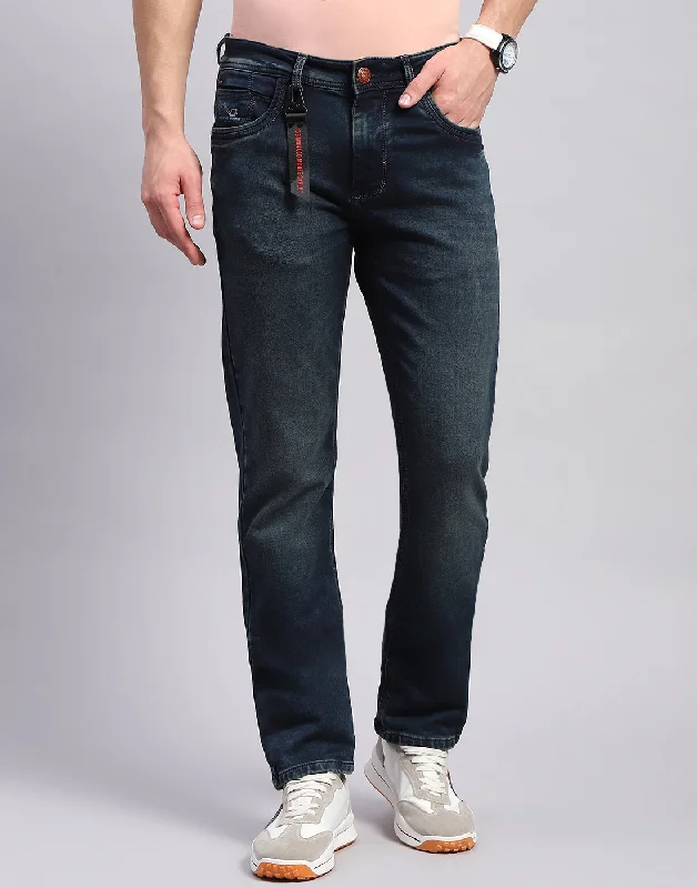 Authentic Men's Denim JeansMen Blue Light Wash Regular Fit Denim