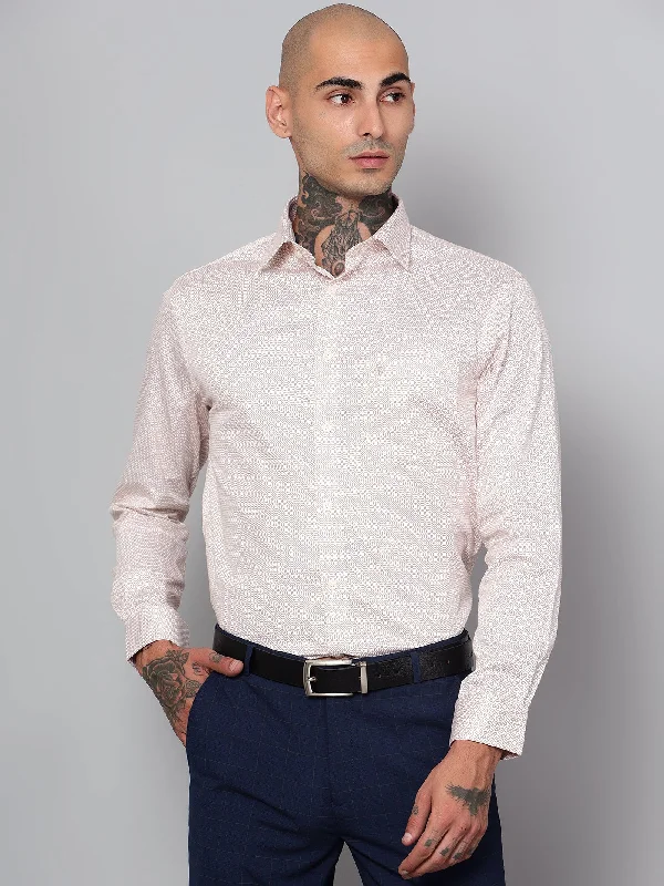Men's Wrinkle-Free Shirts for Easy CareMen's Brown Formal Geometric Print Full Sleeve Shirt Men's Wrinkle-Free Shirts for Easy CareMen's Brown Formal Geometric Print Full Sleeve Shirt