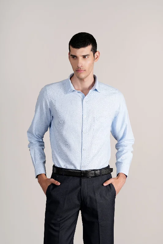 Men's Geometric Print Shirts for a Modern TwistMen's Sky Blue Self Design Full Sleeves Casual Shirt Men's Geometric Print Shirts for a Modern TwistMen's Sky Blue Self Design Full Sleeves Casual Shirt