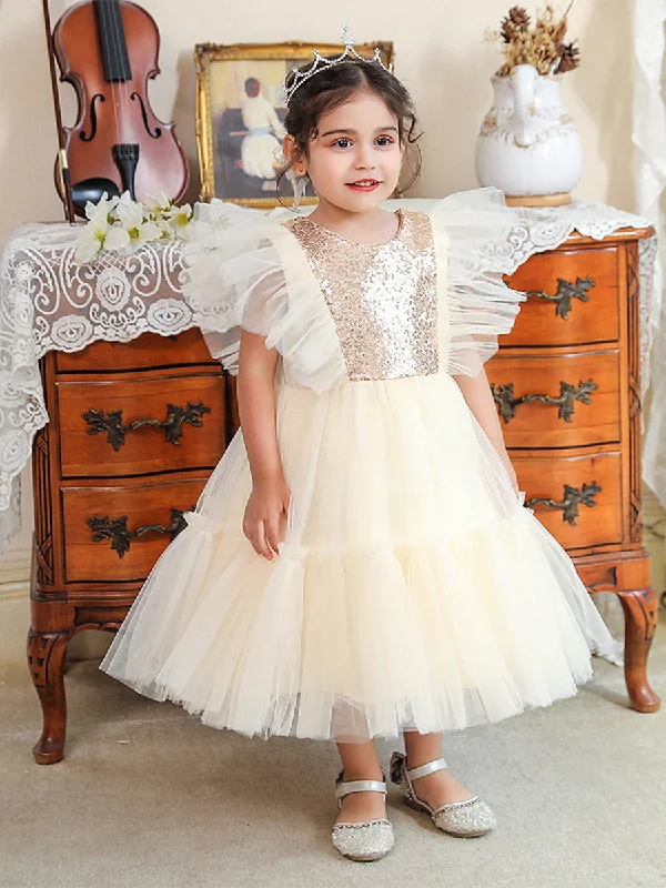women's wedding guest dressesBall Gown Scoop Flying Sleeves Flower Girl Dresses with Sequins women's wedding guest dressesBall Gown Scoop Flying Sleeves Flower Girl Dresses with Sequins