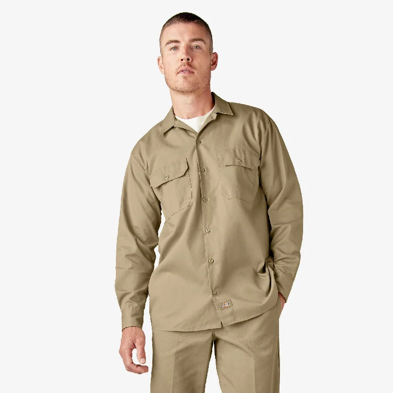 Men's Cowboy Shirts for Western StyleLong Sleeve Work Shirt, Khaki