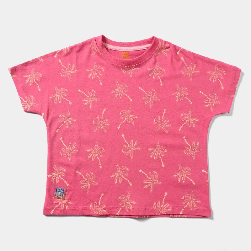 Men's Casual Shirts for Everyday WearGirls Cotton Jersey T-Shirt H/S Palm Trees-Hot Pink Men's Casual Shirts for Everyday WearGirls Cotton Jersey T-Shirt H/S Palm Trees-Hot Pink