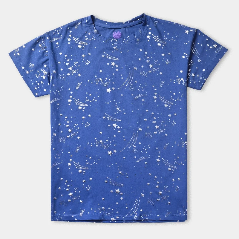 Men's Shirts with Appliqué DetailsGirls Cotton Jersey T-Shirt H/S Stars-True Navy
