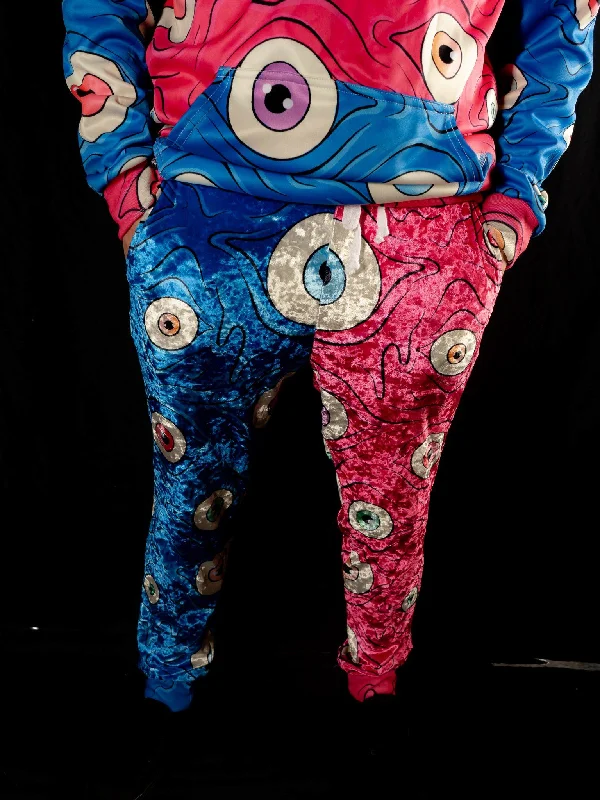 Men's Pants with SuspendersEyes (Blue/Pink) Unisex Joggers
