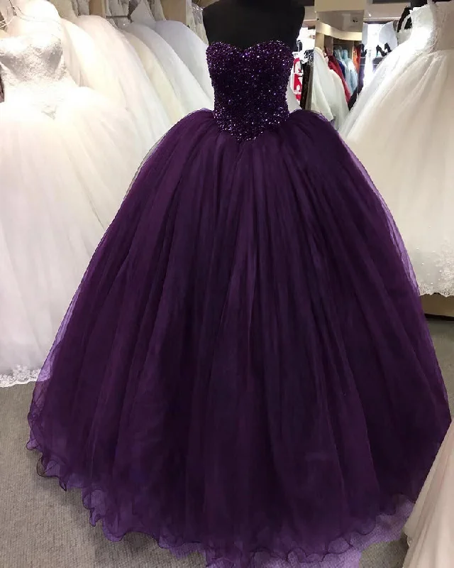 Denim DressPurple Ball Gown Beading Wedding Dresses Debutante Gown PL810