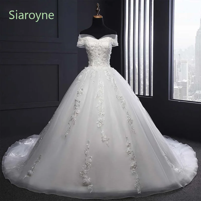 women's eco-friendly dressesLuxury Off Shoulder Court Train Lace Wedding Dresses White Bridal Gown A Line Robe De Mariee WD610 women's eco-friendly dressesLuxury Off Shoulder Court Train Lace Wedding Dresses White Bridal Gown A Line Robe De Mariee WD610