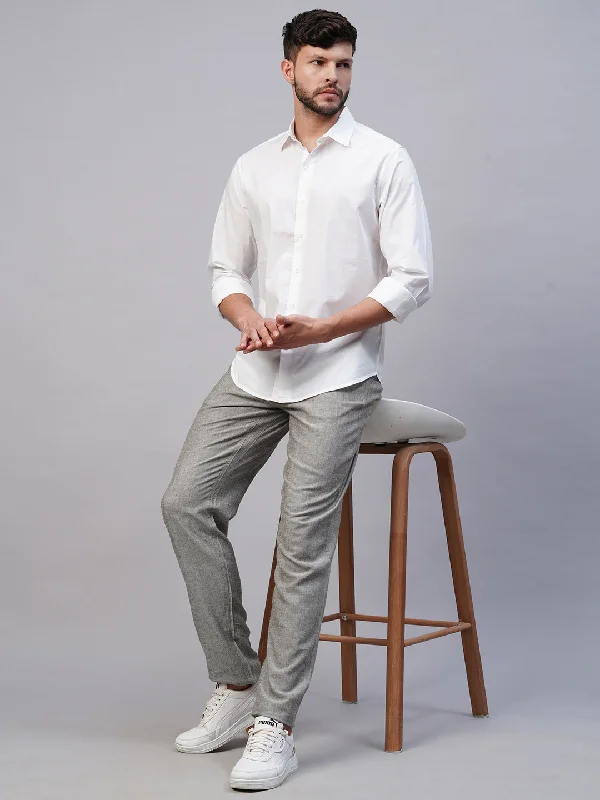 Men's Machine-Washable Shirts for ConvenienceMen's White Cotton Slim Fit shirt