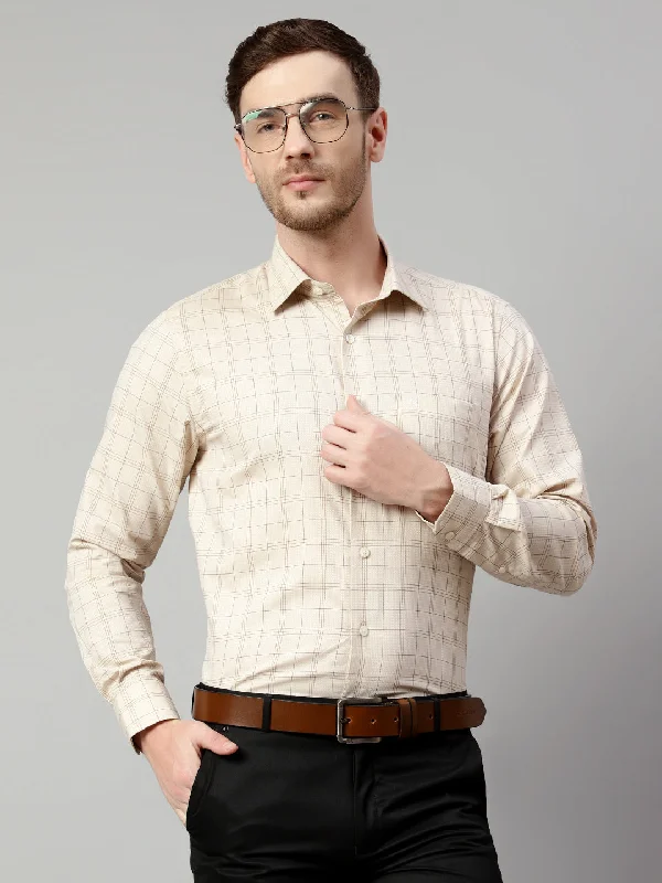 Men's Vintage T-Shirts for a Retro VibeMen's Fawn Formal Medium Checks Full Sleeve Shirt Men's Vintage T-Shirts for a Retro VibeMen's Fawn Formal Medium Checks Full Sleeve Shirt