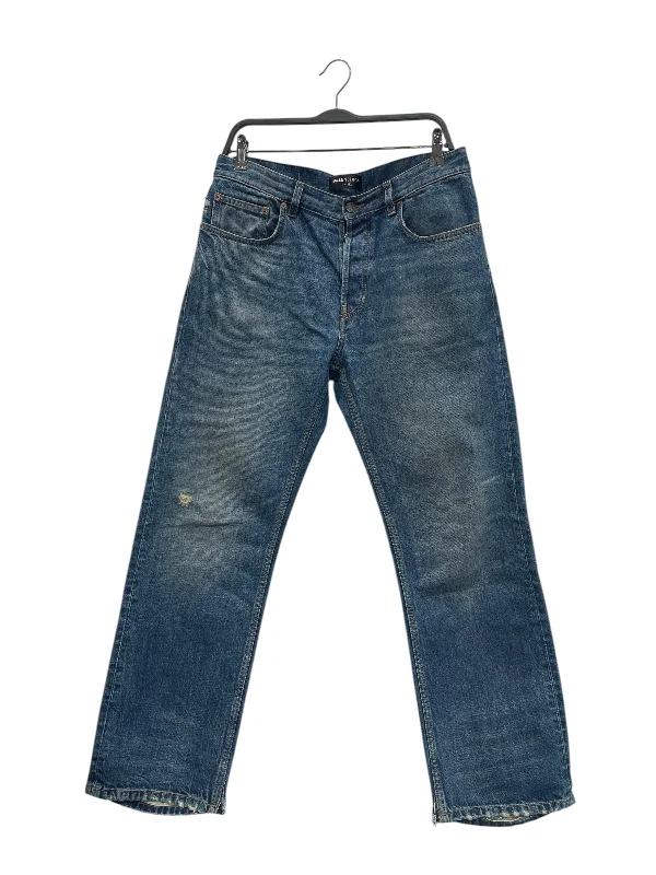Inexpensive Men's JeansBALENCIAGA/Straight Pants/33/Denim/BLU/Button Fly/UNISEX HEEL DRAG