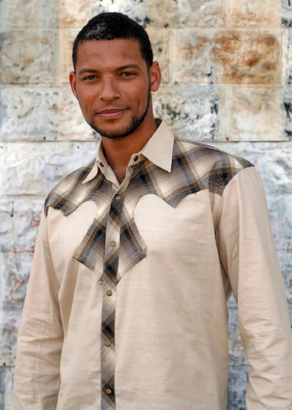 Men's Wrinkle-Free Shirts for Easy CareCowboy Shirt - LAST CHANCE! - SIZE SMALL - Beige w/ Plaid Men's Wrinkle-Free Shirts for Easy CareCowboy Shirt - LAST CHANCE! - SIZE SMALL - Beige w/ Plaid