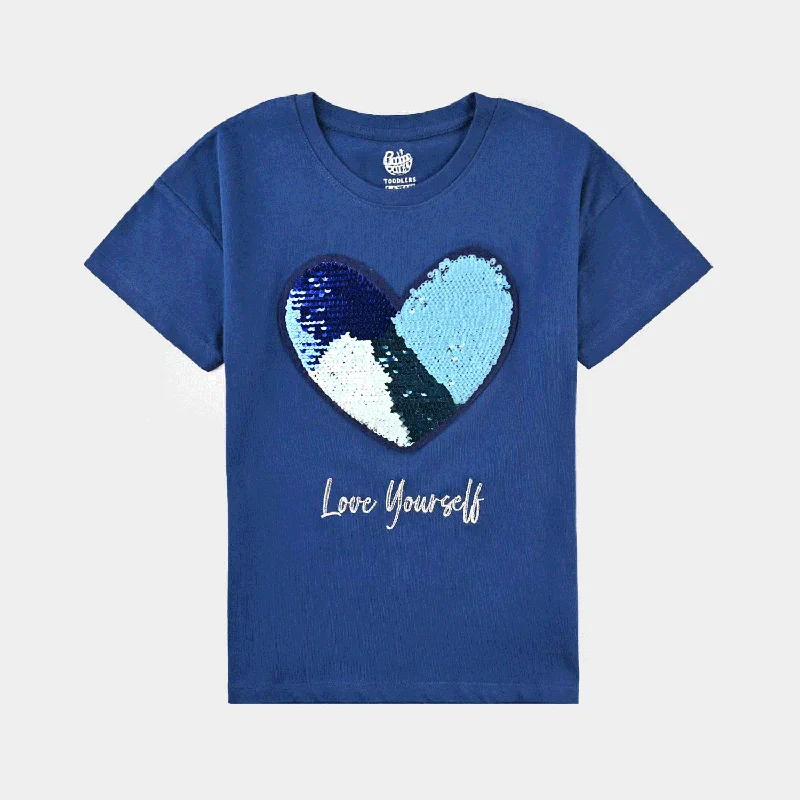 Men's Shirts with CollarsGirls Cotton Jersey T-Shirt H/S Love Yourself-Navy Blue