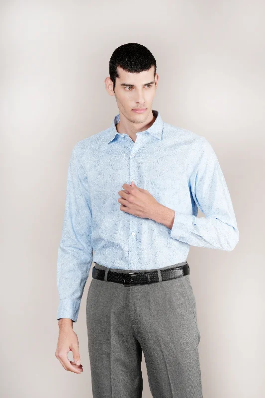 Men's Tennis Shirts for Court ComfortMen's Sky Blue Printed Full Sleeves Casual Shirt Men's Tennis Shirts for Court ComfortMen's Sky Blue Printed Full Sleeves Casual Shirt