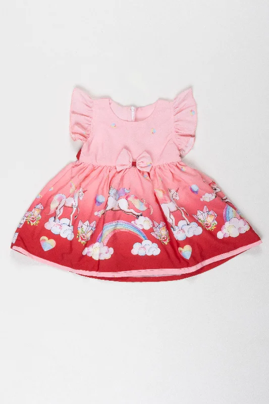 Sleeveless DressBaby Girl's Enchanted Unicorn Party Dress with Rainbow and Hearts