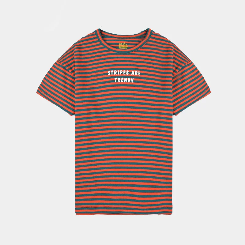 Men's Shirts with Rounded HemlinesBoys Yarn Dyed T-Shirt H/S STRIPES ARE TRENDY