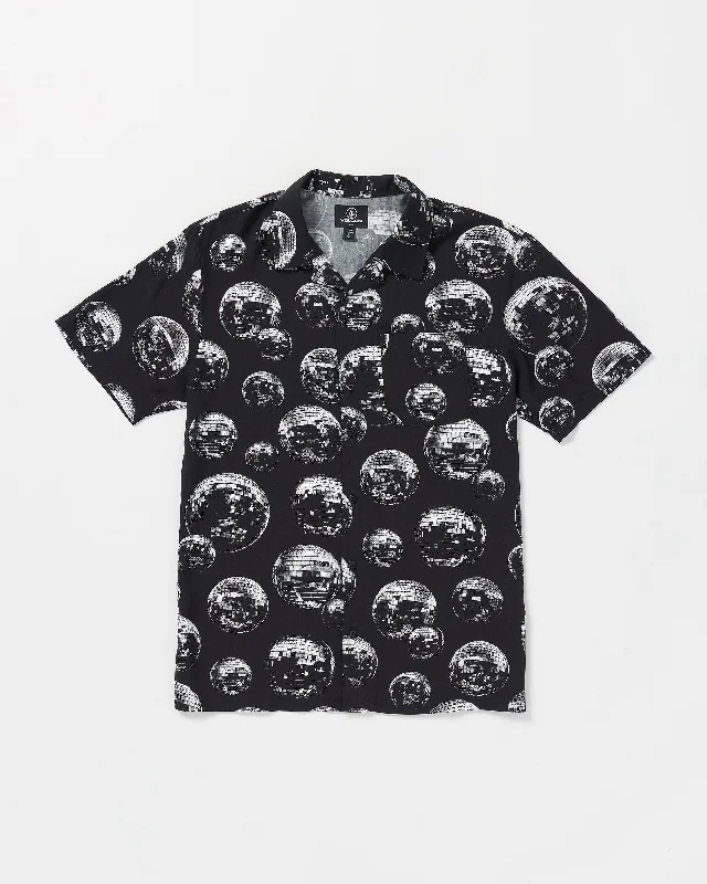 Cool Distressed Men's JeansPacked Up Woven Short Sleeve Shirt - Black